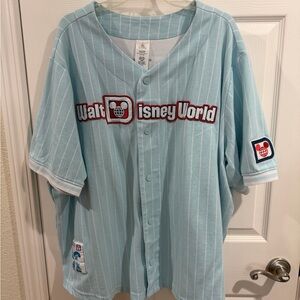 Disney World Light Blue Striped Jersey Shirt
